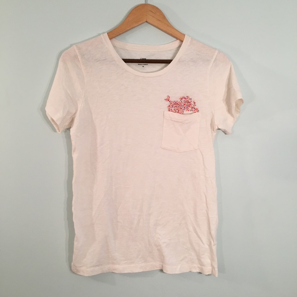 J. Crew Embroidered Pocket Tee